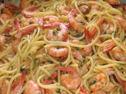 Spaguetti con Camarones a la Parrilla