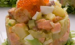 elaborar Papa  Salmón, guiso Papa  Salmón,pasos Ensalada  Salmón