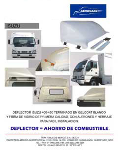 deflector isuzu elf, deflectror fibra de vidrio isuzu, deflectro para isuzu 400